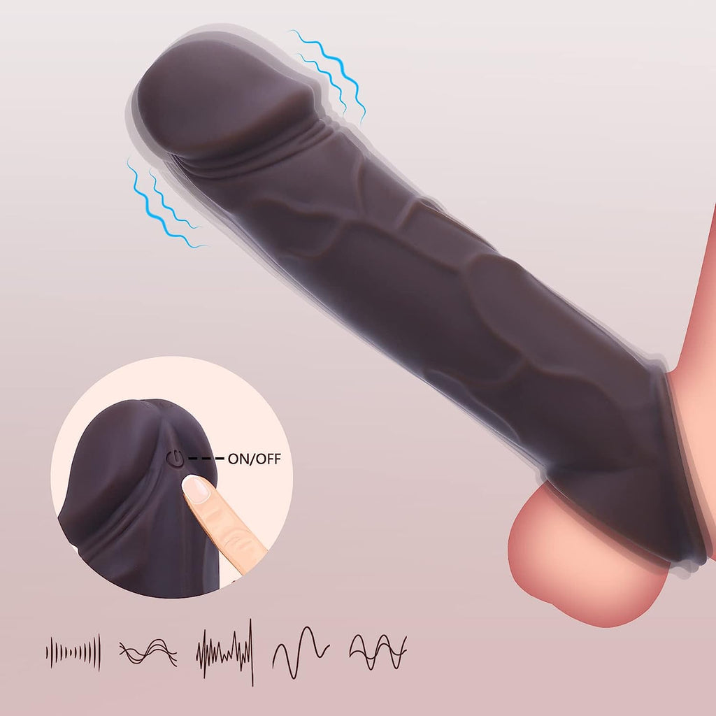 Black  Penis Sleeve Vibrating Cock Sleeve