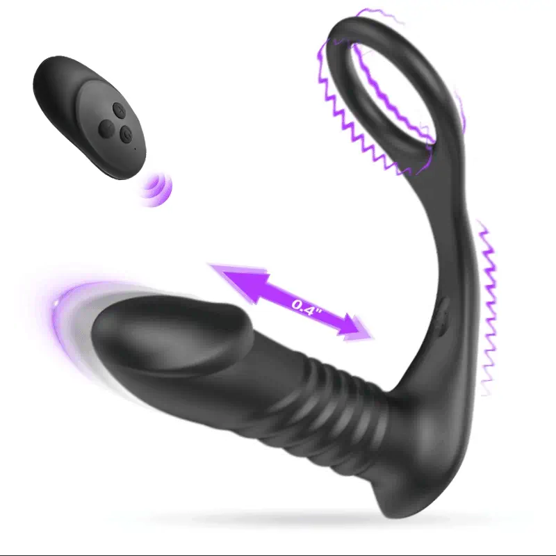 10 Thrilling Vibration 3 Thrusting Silicone Remote Control Cock Ring Anal Vibrator
