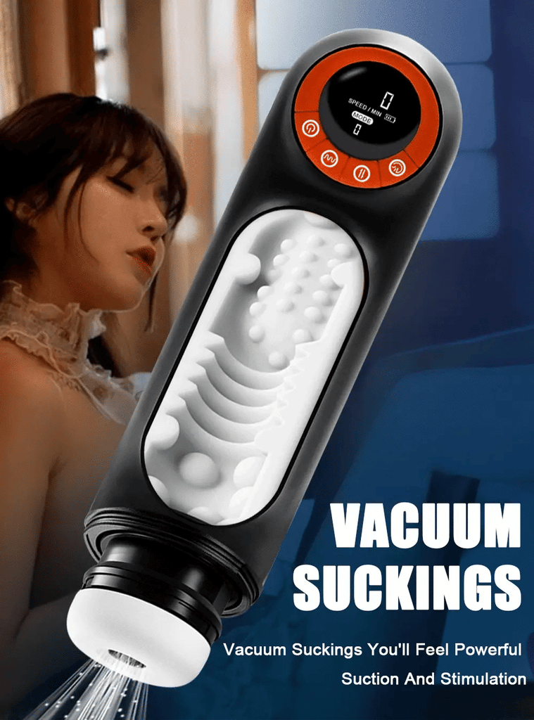 Hands-free Male Stroker Stroking Sucking Vibrating Masturbator LED Display