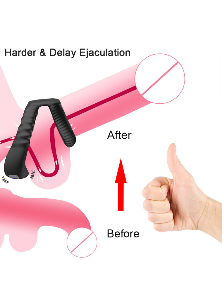 7 Frequency Vibration Dual Limitation Silicone Penis Ring Waterproof