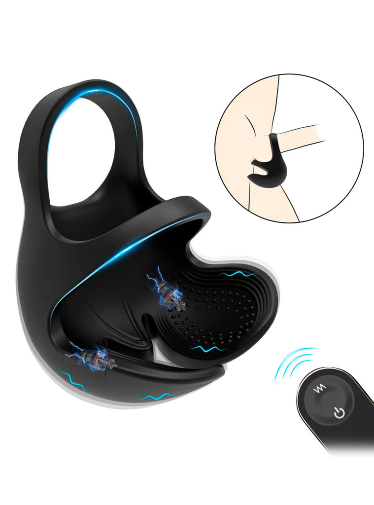 Remote Control Cock Ring 9 Modes Vibration 2 IN 1 Testicle Penis Massager