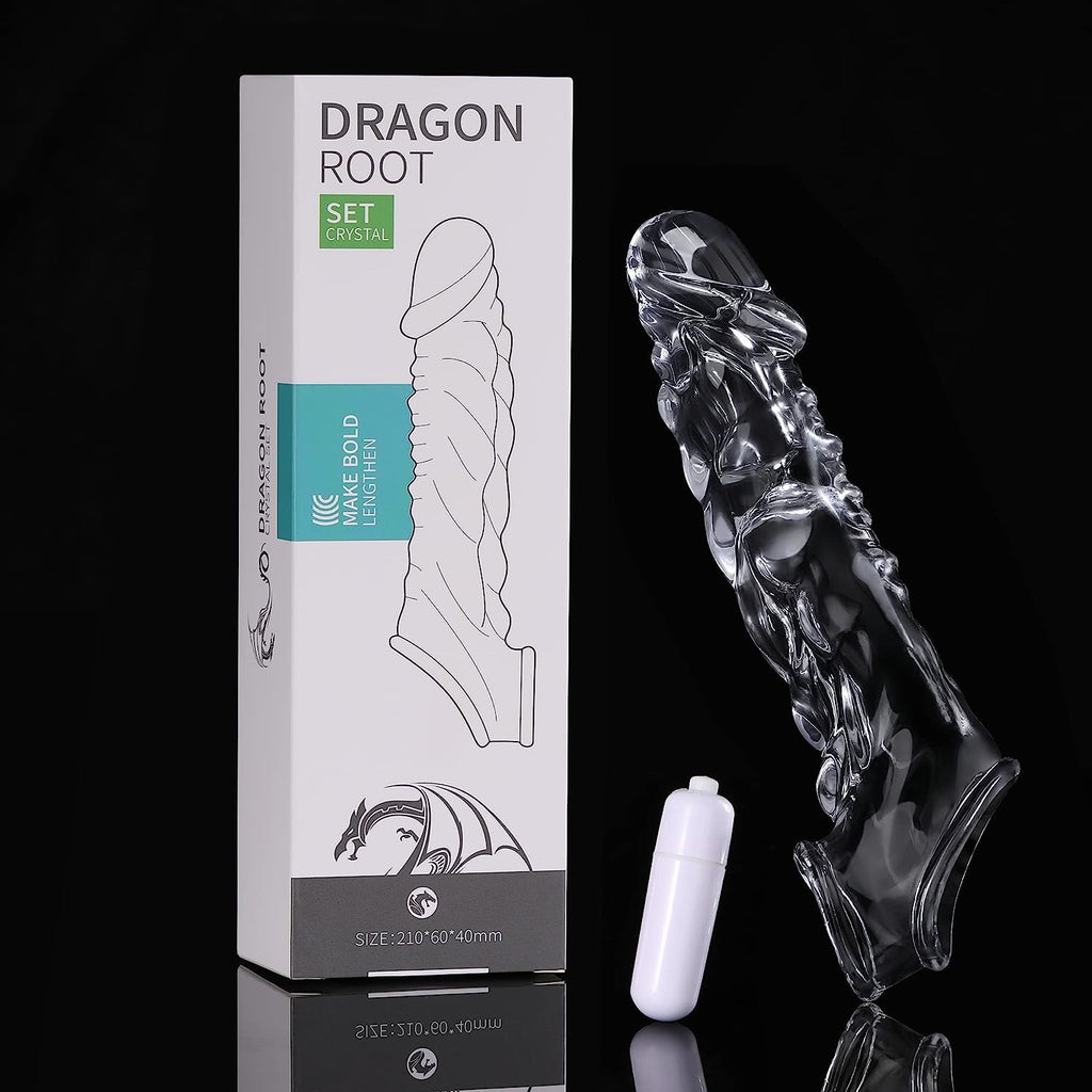 3.6 inch Clear Reusable Penis Sleeve with Vibrator Penis Ring