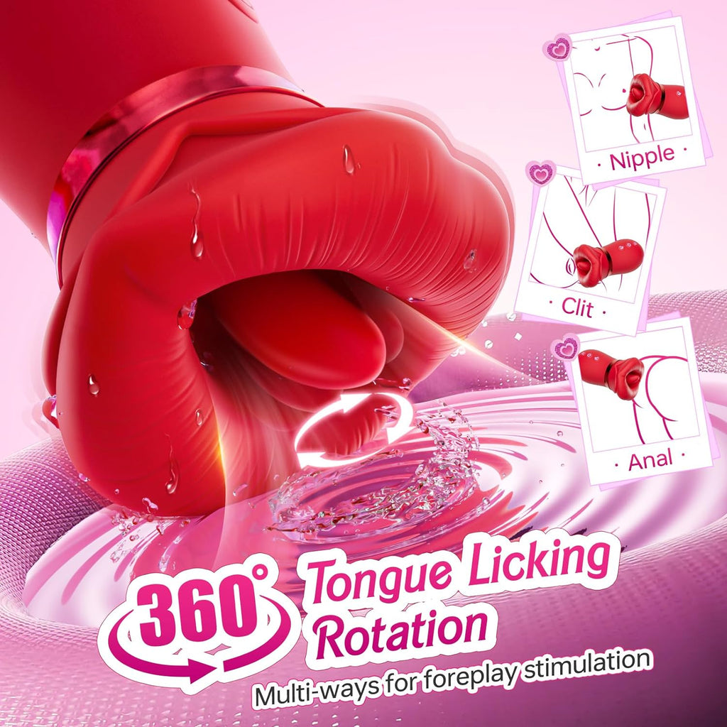 4 IN 1 Mouth Sucking Vibrator Rose Sex Toy