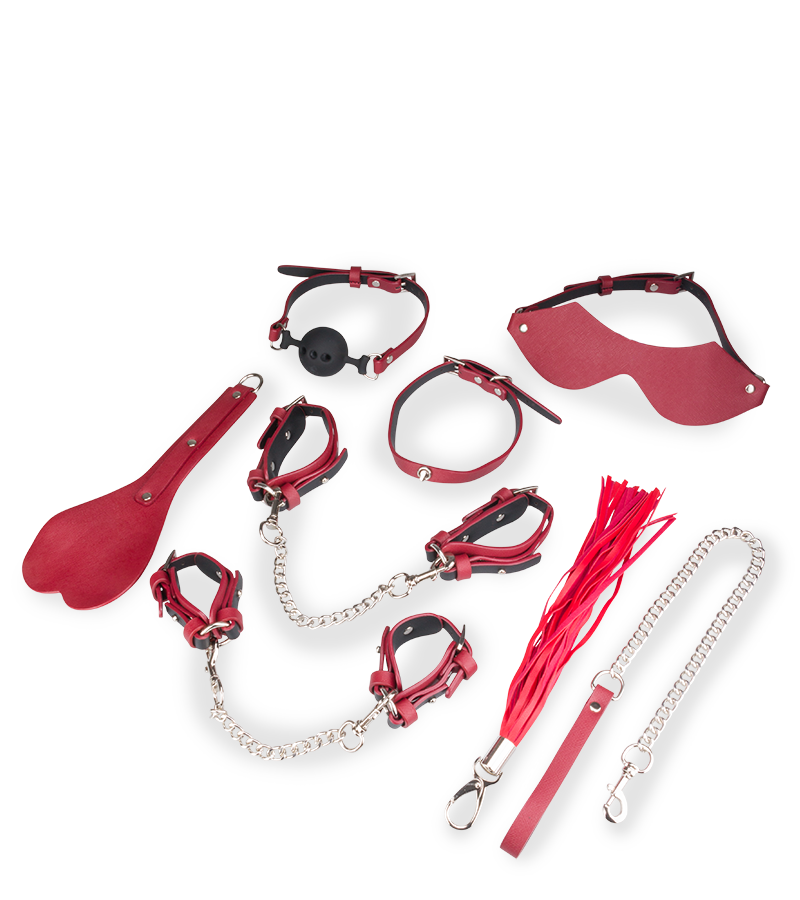 8-piece vegan leather BDSM bondage kit