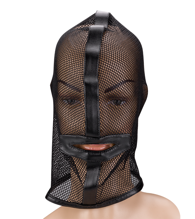 BDSM fishnet hood with mouth opening