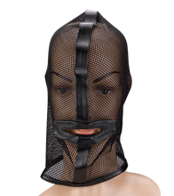 Load image into Gallery viewer, BDSM fishnet hood with mouth opening