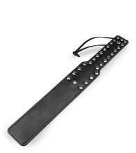 Load image into Gallery viewer, Black leather riveted spanking paddle 15.00 inches