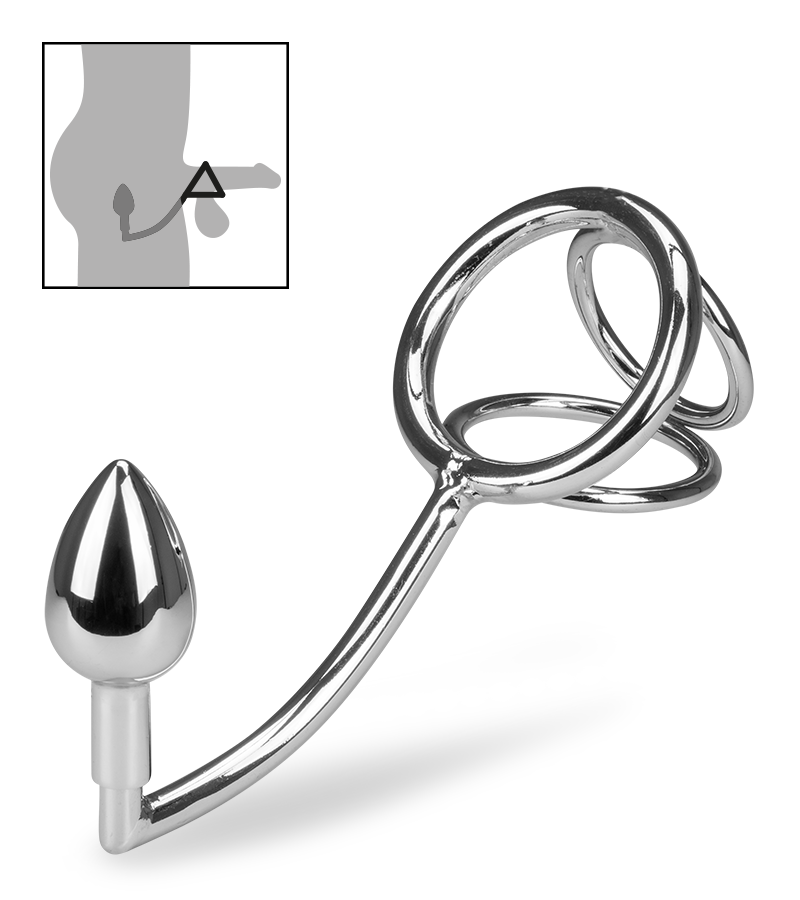 Bondy anal hook with triple cock ring