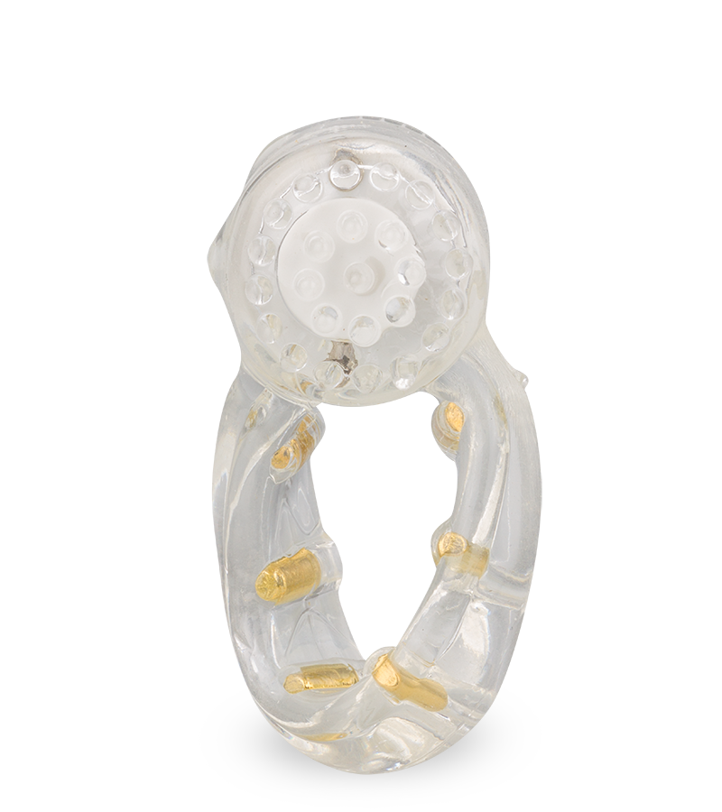 Clear textured vibrating cock ring