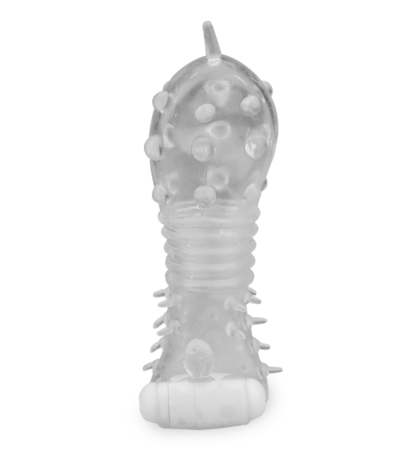 Clear textured vibrating penis sleeve