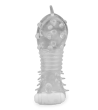 Load image into Gallery viewer, Clear textured vibrating penis sleeve