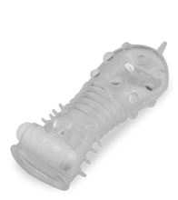Load image into Gallery viewer, Clear textured vibrating penis sleeve