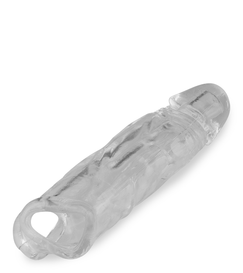 Clear veiny penis sleeve with ball loop