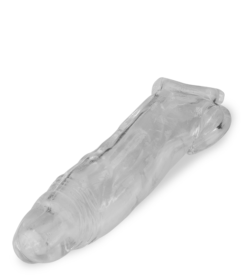 Clear veiny penis sleeve with ball loop