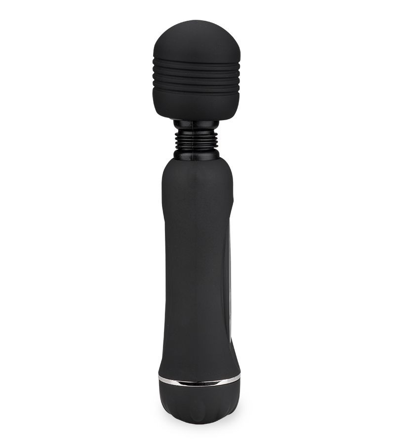 Fantasy Wand black vibrator with 3 removable heads