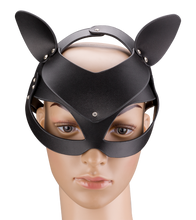 Load image into Gallery viewer, Faux leather and rhinestone cat mask