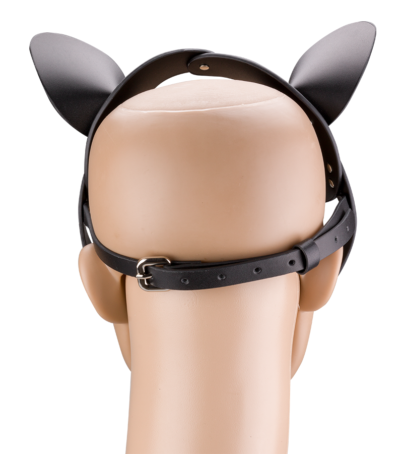 Faux leather and rhinestone cat mask