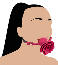 Load image into Gallery viewer, Faux leather ball gag with silicone rose