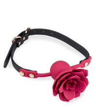 Load image into Gallery viewer, Faux leather ball gag with silicone rose