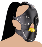Faux leather BDSM mask with ball gag