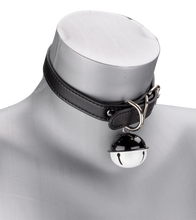 Load image into Gallery viewer, Faux leather collar with large bell