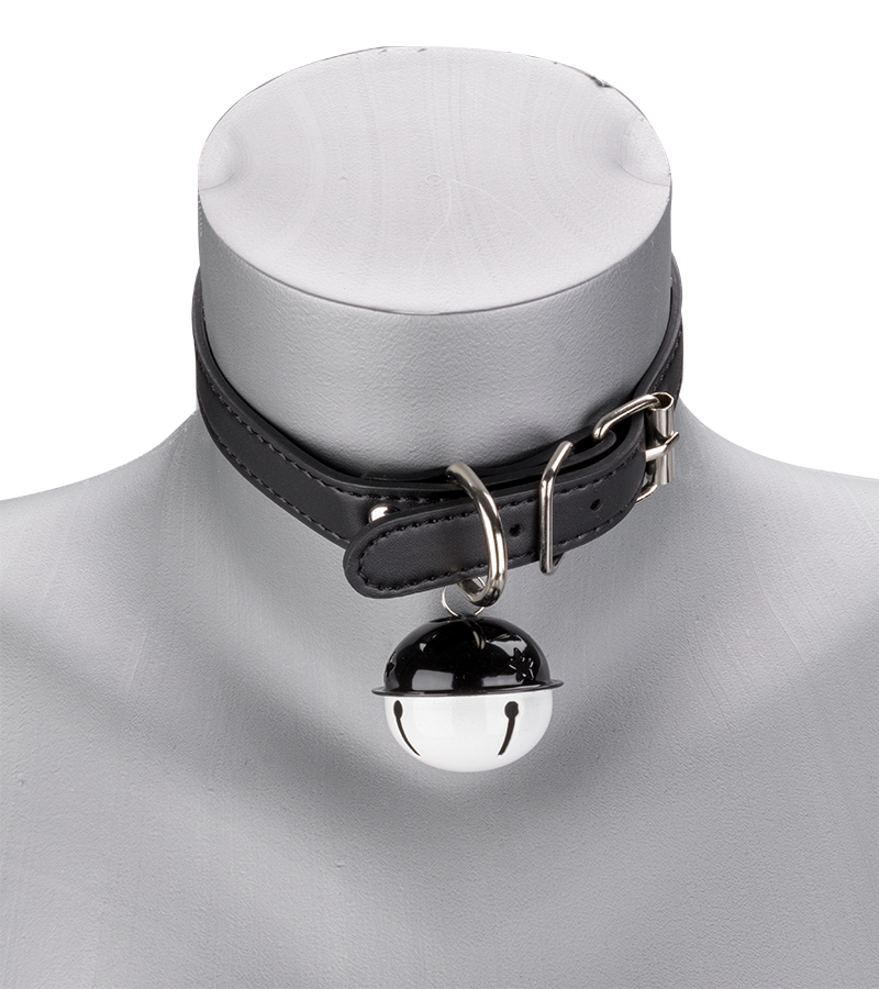 Faux leather collar with large bell