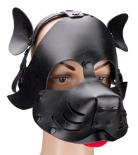 Load image into Gallery viewer, Faux leather dog mask with tongue