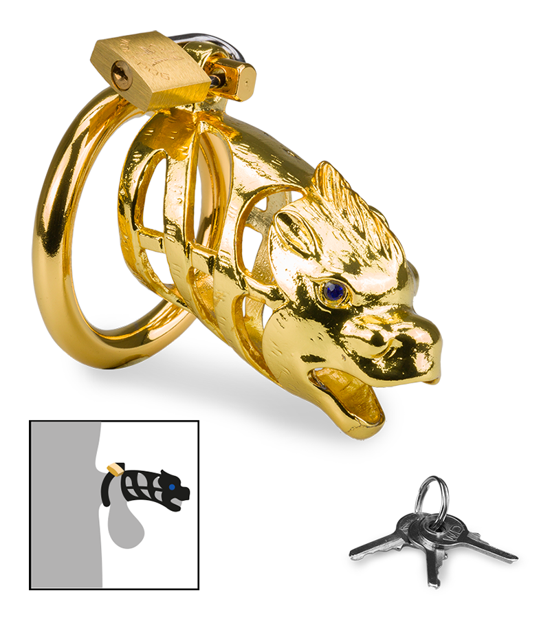 Golden Dragon Chinese zodiac penis chastity cage