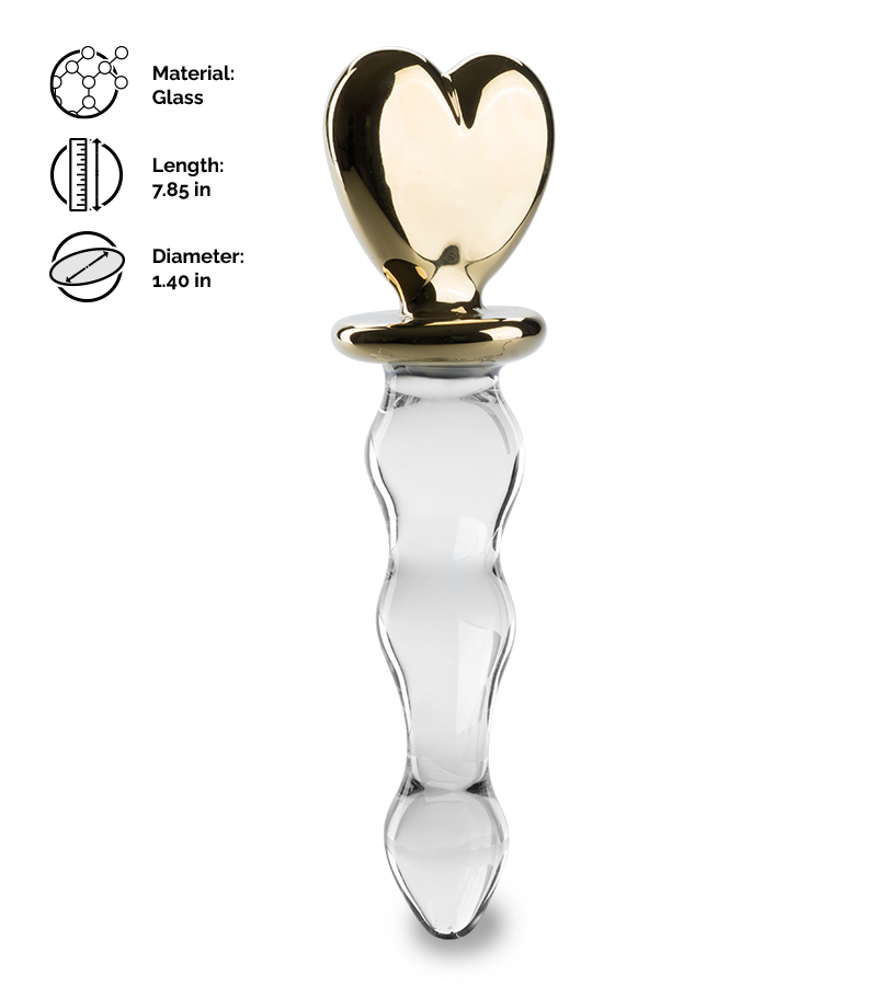Golden Heart glass dildo