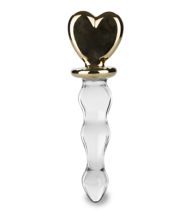 Golden Heart glass dildo