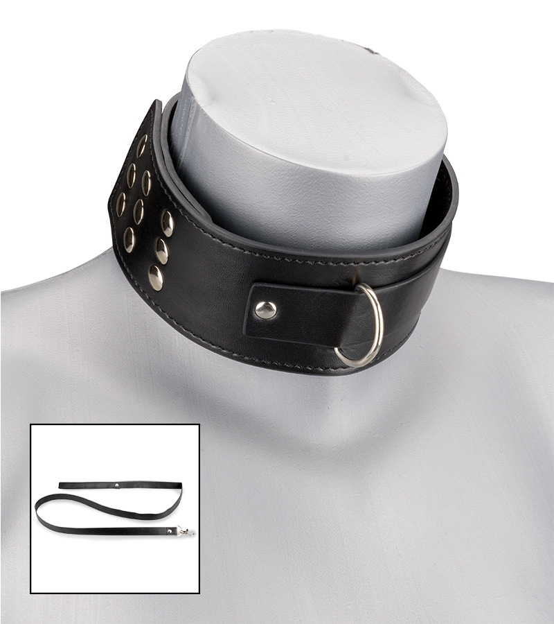 Leather BDSM collar and lead