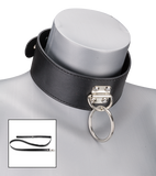 Leather BDSM Collar with Bondage Ring & Lead