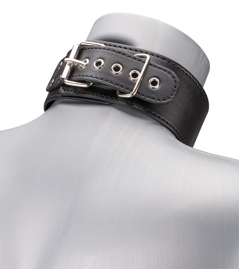 Leather BDSM Collar with Bondage Ring &amp; Lead