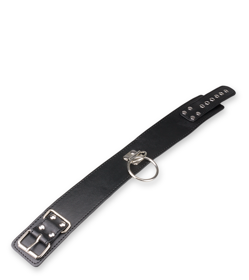 Leather BDSM Collar with Bondage Ring &amp; Lead