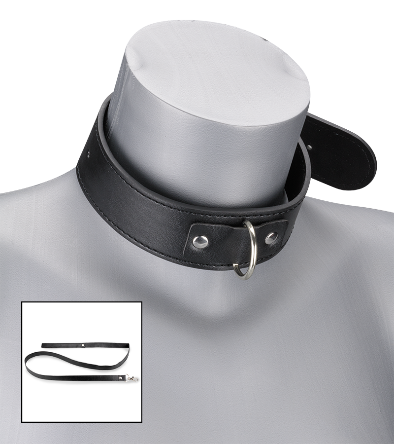 Leather bondage collar and lead