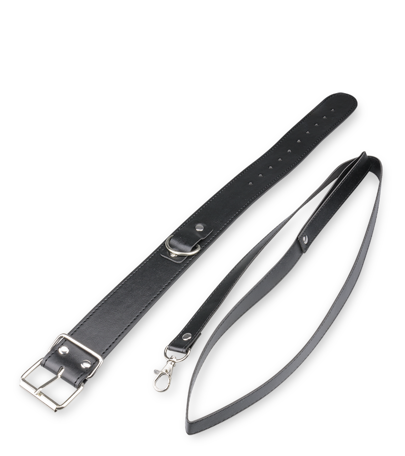 Leather bondage collar and lead
