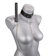 Load image into Gallery viewer, Leather bondage collar with chain lead