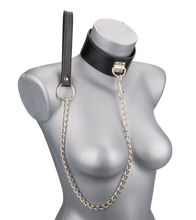 Load image into Gallery viewer, Leather bondage collar with chain lead and padlock