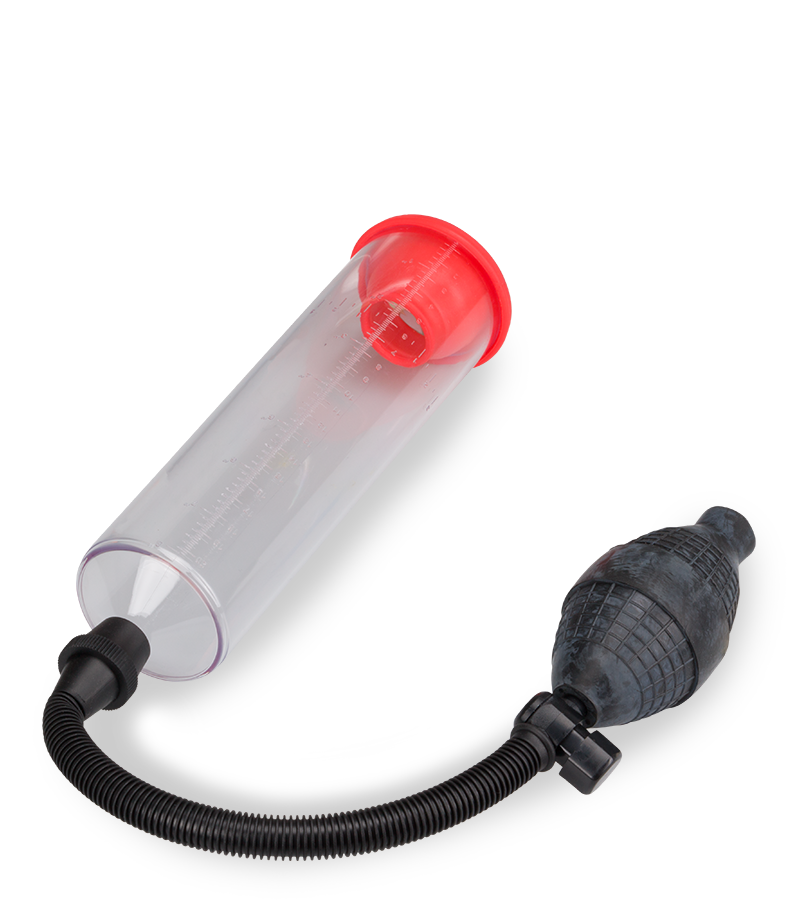 Penis-enhancing pump with squeeze bulb