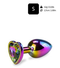 Load image into Gallery viewer, Rainbow heart jewel butt plug - S