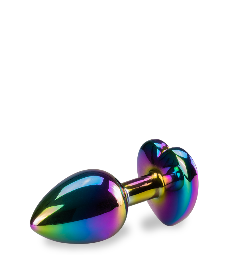Rainbow heart jewel butt plug - S