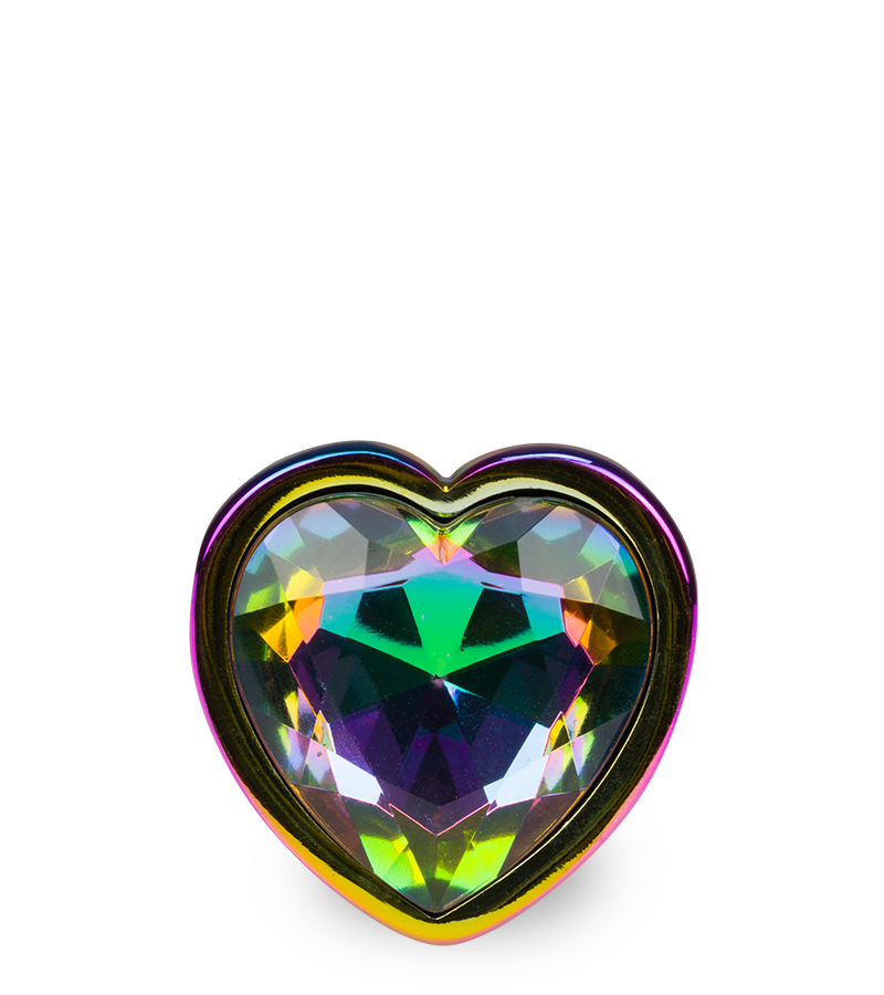 Rainbow heart jewel butt plug - S