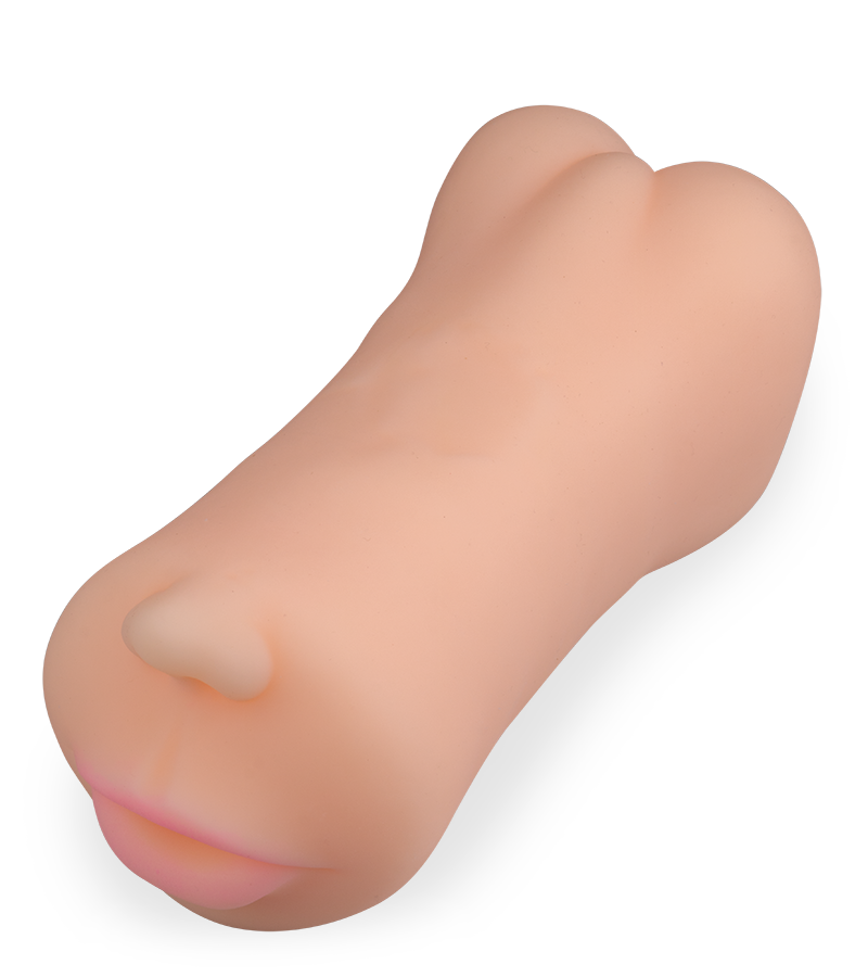 Realistic sucking mouth masturbator with vagina and anus