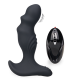 Remote control prostate massaging vibrator