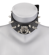 Load image into Gallery viewer, Spiked bondage collar with chain lead