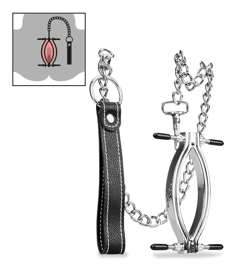Stainless steel pussy clamp and leash