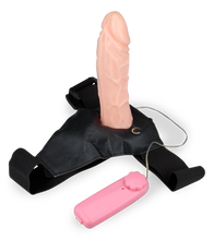 Load image into Gallery viewer, Strap-on dildo with vibrating hollow penis extension