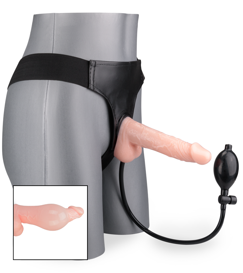 Strap-on harness kit with inflatable pump dildo