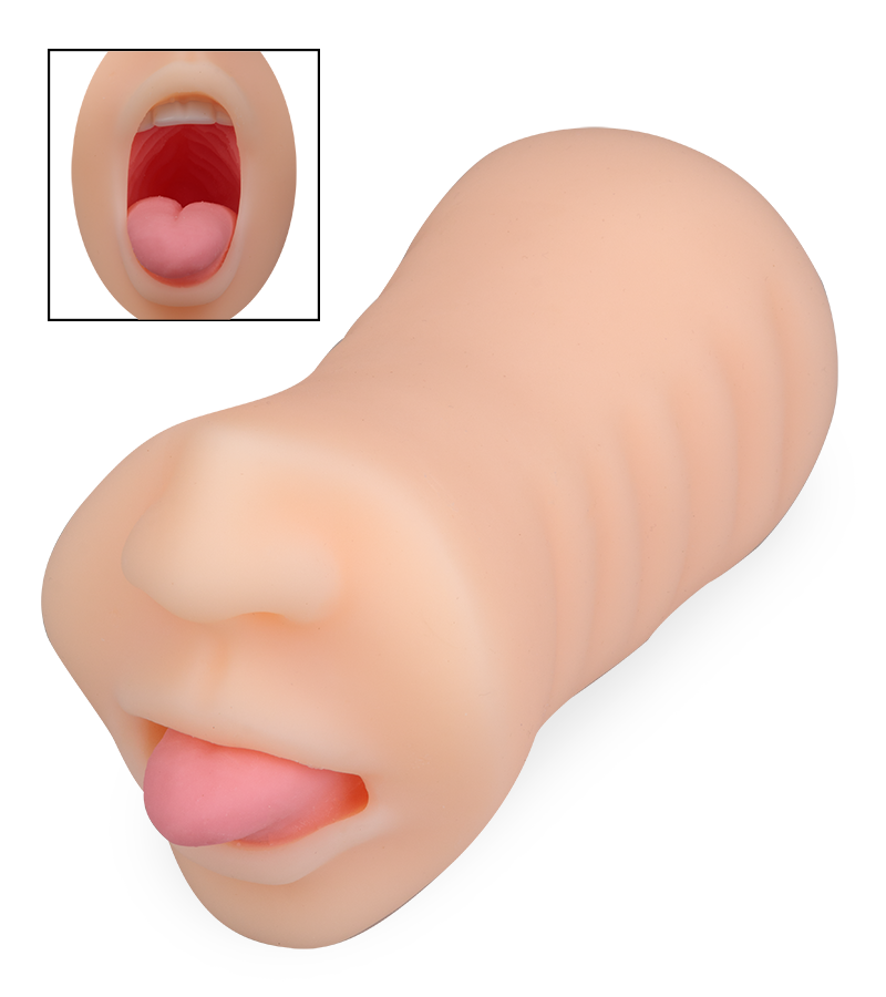 Sucking tongue mouth masturbator