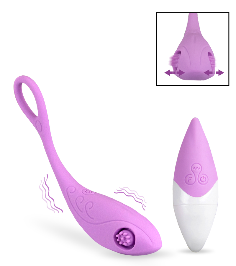 Textured clitoris-stimulating vibrating love egg